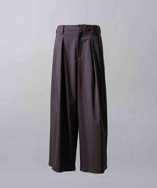 MAISON SPECIAL（メゾンスペシャル）の「《UNISEX》Wool Mix Prime Wide Smooth Baggy Pants/ウールミックスプライムワイドスムースバギーパンツ【MAISON SPECIAL/メゾンスペシャル】（スラックス・メンズ・グレイッシュベージュ/ネイビー/ブラウン/ダークブラック/ブラック・2/0/1）」の8枚目の写真