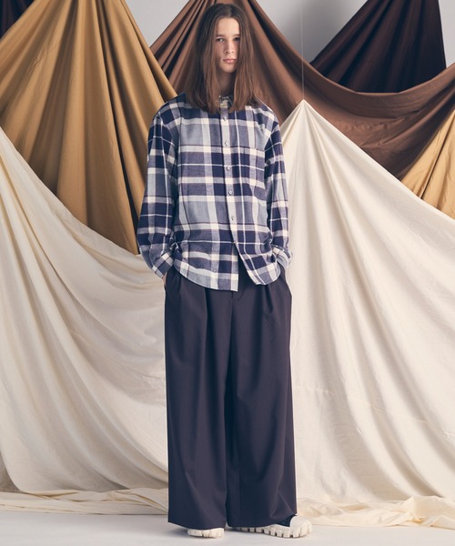 UNISEX》Wool Mix Prime Wide Smooth Baggy Pants/ウールミックス