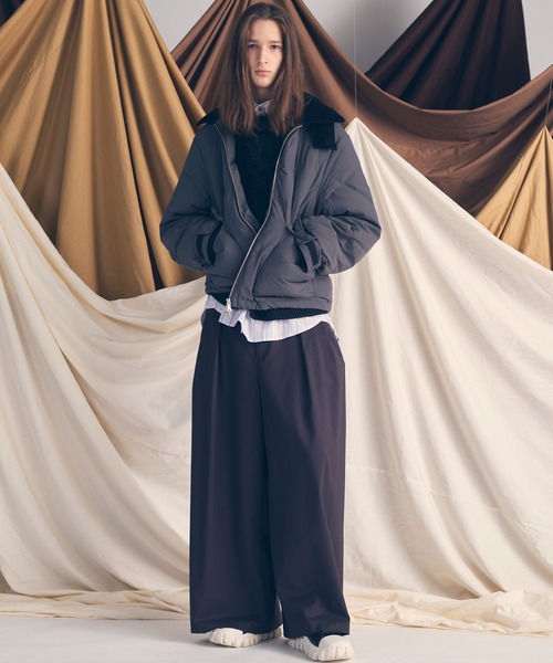 UNISEX》Wool Mix Prime Wide Smooth Baggy Pants/ウールミックス