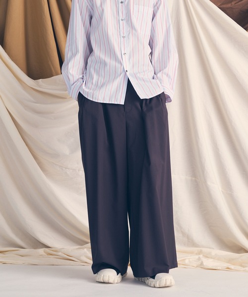 UNISEX》Wool Mix Prime Wide Smooth Baggy Pants/ウールミックス