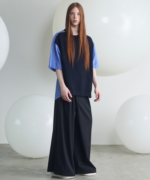 MAISON SPECIAL(メゾンスペシャル)の「《UNISEX》NISHIKAWA KEORI Wool Mix Gabardine Prime Wide Pants/NISHIKAWA KEORIウールミックスギャバジンプライムワイドスムースパンツ【MAISON SPECIAL/メゾンスペシャル】■セットアップ対応■(スラックス・メンズ・グレイッシュベージュ/ネイビー/ブラウン/ダークブラック/ブラック・2/0/1)」の15枚目の写真