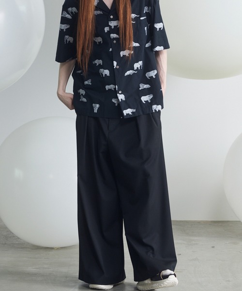 UNISEX》NISHIKAWA KEORI Wool Mix Gabardine Prime Wide Pants