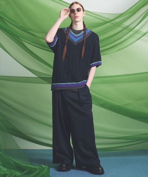 UNISEX》NISHIKAWA KEORI Wool Mix Gabardine Prime Wide Pants