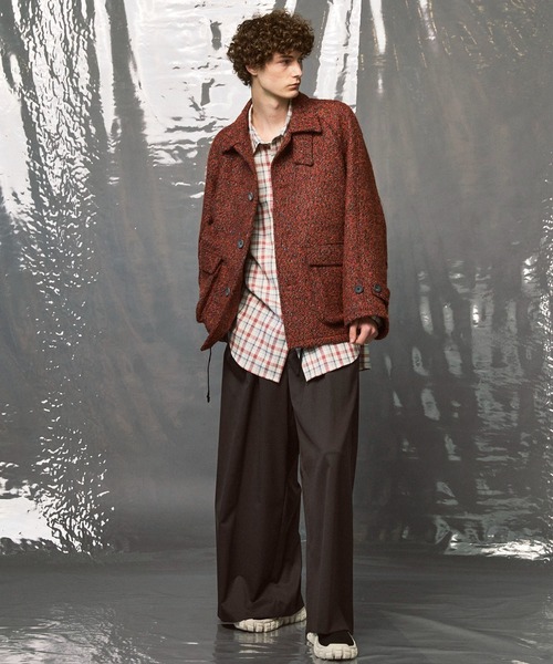 MAISON SPECIAL（メゾンスペシャル）の「《UNISEX》Wool Mix Prime Wide Smooth Baggy Pants/ウールミックスプライムワイドスムースバギーパンツ【MAISON SPECIAL/メゾンスペシャル】（スラックス・メンズ・グレイッシュベージュ/ネイビー/ブラウン/ダークブラック/ブラック・2/0/1）」の19枚目の写真