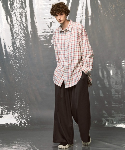 MAISON SPECIAL（メゾンスペシャル）の「《UNISEX》Wool Mix Prime Wide Smooth Baggy Pants/ウールミックスプライムワイドスムースバギーパンツ【MAISON SPECIAL/メゾンスペシャル】（スラックス・メンズ・グレイッシュベージュ/ネイビー/ブラウン/ダークブラック/ブラック・2/0/1）」の18枚目の写真