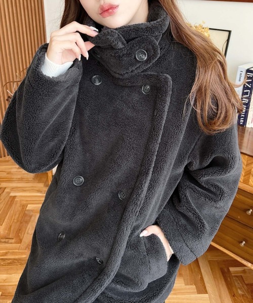 セール】2WAYアレンジカラーきれい目テディベアボアPコートジャケット