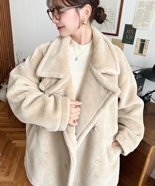 美品　Theory　テディベア　ピーコート　ジャケット　ネイビー　P Super100ウールビーバーPコート(ピーコート) | MICHEL KLEIN