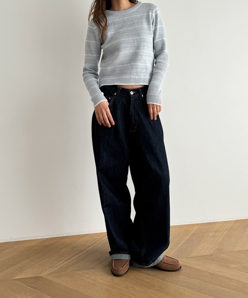 新品未使用タグ付き　CANAL JEAN（ニット/セーター）キャナルジーン El mar ボーダーリブニット（ニット/セーター）｜CANAL JEAN