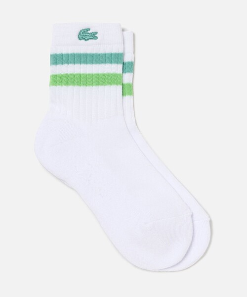 LACOSTE（ラコステ）の「ラインドアメリブウィメンズショートソックス（ソックス/靴下・レディース・グレー/ブルー/ブラック/ホワイト×ブラック/ホワイト×グリーン/アイボリー・24.0cm）」の3枚目の写真