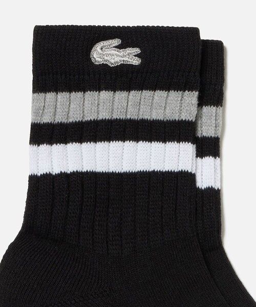 LACOSTE（ラコステ）の「ラインドアメリブウィメンズショートソックス（ソックス/靴下・レディース・グレー/ブルー/ブラック/ホワイト×ブラック/ホワイト×グリーン/アイボリー・24.0cm）」の7枚目の写真
