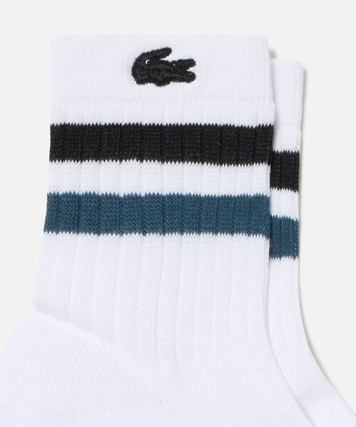 LACOSTE（ラコステ）の「ラインドアメリブウィメンズショートソックス（ソックス/靴下・レディース・グレー/ブルー/ブラック/ホワイト×ブラック/ホワイト×グリーン/アイボリー・24.0cm）」の8枚目の写真