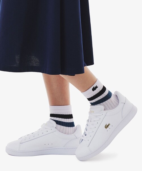 LACOSTE（ラコステ）の「ラインドアメリブウィメンズショートソックス（ソックス/靴下・レディース・グレー/ブルー/ブラック/ホワイト×ブラック/ホワイト×グリーン/アイボリー・24.0cm）」の9枚目の写真