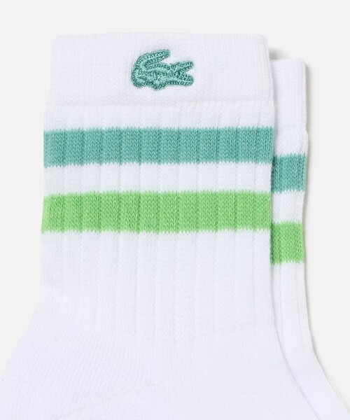 LACOSTE（ラコステ）の「ラインドアメリブウィメンズショートソックス（ソックス/靴下・レディース・グレー/ブルー/ブラック/ホワイト×ブラック/ホワイト×グリーン/アイボリー・24.0cm）」の12枚目の写真