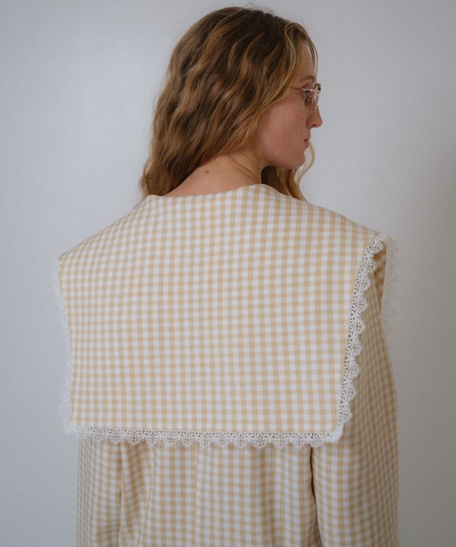 HONEY MI HONEY（ハニーミーハニー）の「big collar lace trimming jacket（テーラードジャケット・レディース・ベージュ/ブラック・FREE）」の19枚目の写真