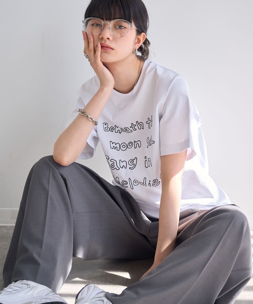 NOGLE（ノグル）の「【NOGLE/ノグル】ロゴプリントTEE（Tシャツ/カットソー・レディース・ライトグレー/ホワイト/チャコール/ダークブラウン・FREE）」の14枚目の写真