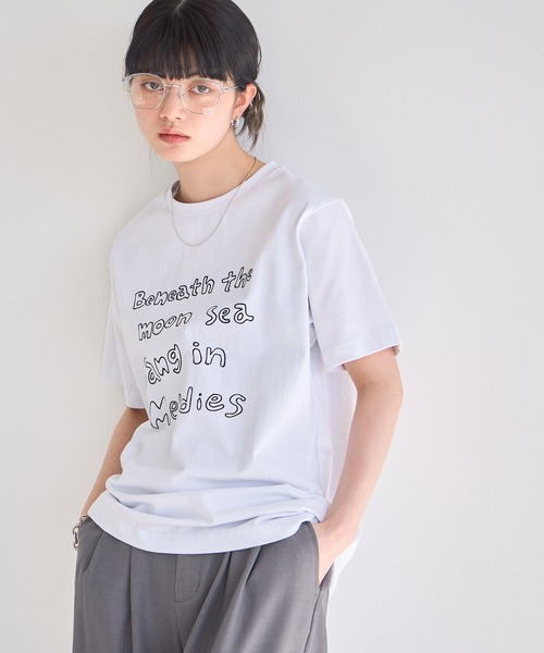 NOGLE（ノグル）の「【NOGLE/ノグル】ロゴプリントTEE（Tシャツ/カットソー・レディース・ライトグレー/ホワイト/チャコール/ダークブラウン・FREE）」の9枚目の写真