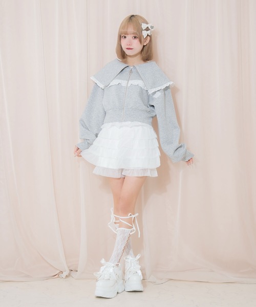 Honey Cinnamon(ハニーシナモン)の「チュールフリルパンツ(その他パンツ・レディース・ホワイト/ブラック・FREE)」の4枚目の写真