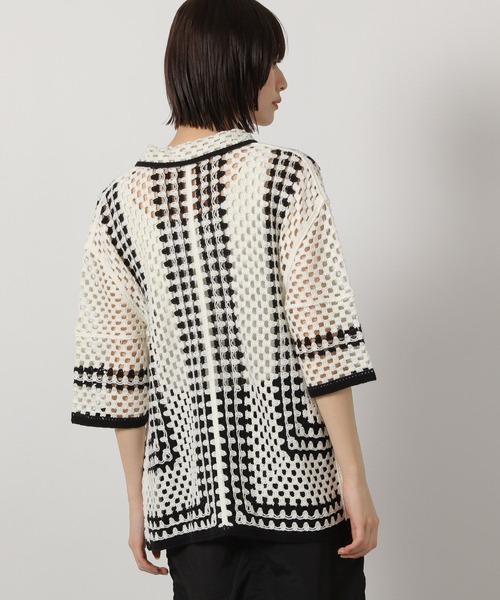 LAKOLE（ラコレ）の「かぎ針風シャツカーディガン6分袖 / 322602（カーディガン/ボレロ・レディース・ブルー/アイボリー/ブラック/ベージュ・FREE）」の15枚目の写真