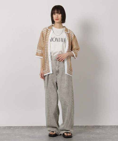 LAKOLE（ラコレ）の「かぎ針風シャツカーディガン6分袖 / 322602（カーディガン/ボレロ・レディース・ブルー/アイボリー/ブラック/ベージュ・FREE）」の5枚目の写真