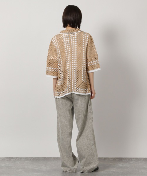 LAKOLE（ラコレ）の「かぎ針風シャツカーディガン6分袖 / 322602（カーディガン/ボレロ・レディース・ブルー/アイボリー/ブラック/ベージュ・FREE）」の7枚目の写真