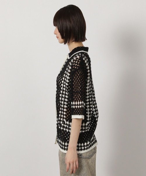LAKOLE（ラコレ）の「かぎ針風シャツカーディガン6分袖 / 322602（カーディガン/ボレロ・レディース・ブルー/アイボリー/ブラック/ベージュ・FREE）」の22枚目の写真