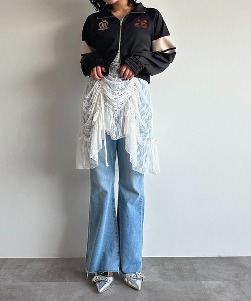 apres jour mignon(アプレジュールミニョン)の「ショート丈トラックジャケット【ZOZOTOWN限定アイテム 】(ブルゾン・レディース・ネイビー/ブラック/レッド・フリー/X-LARGE)」の20枚目の写真