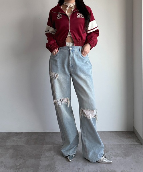 apres jour mignon(アプレジュールミニョン)の「ショート丈トラックジャケット【ZOZOTOWN限定アイテム 】(ブルゾン・レディース・ネイビー/ブラック/レッド・フリー/X-LARGE)」の8枚目の写真