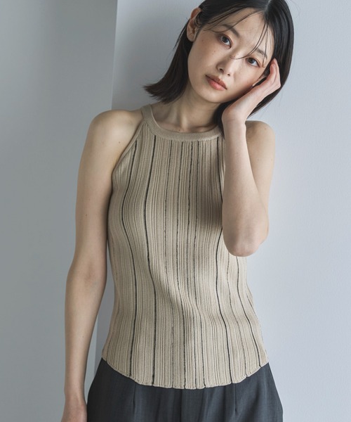 feepur(フェピュール)の「【ハンドウォッシャブル】マルチストライプアメスリニットタンク(タンクトップ・レディース・ブラック/アイボリー・MEDIUM)」の1枚目の写真