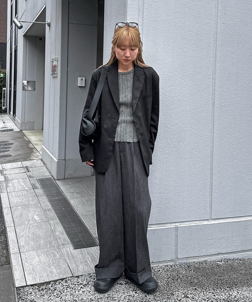 feepur(フェピュール)の「【ハンドウォッシャブル】マルチストライプアメスリニットタンク(タンクトップ・レディース・ブラック/アイボリー・MEDIUM)」の10枚目の写真