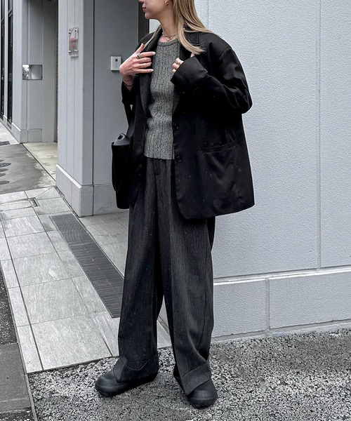 feepur(フェピュール)の「【ハンドウォッシャブル】マルチストライプアメスリニットタンク(タンクトップ・レディース・ブラック/アイボリー・MEDIUM)」の5枚目の写真