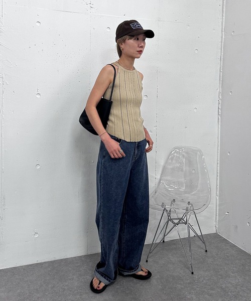 feepur(フェピュール)の「【ハンドウォッシャブル】マルチストライプアメスリニットタンク(タンクトップ・レディース・ブラック/アイボリー・MEDIUM)」の18枚目の写真