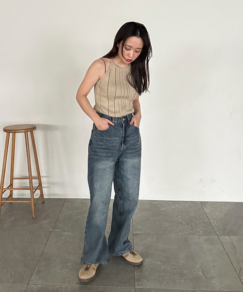 feepur(フェピュール)の「【ハンドウォッシャブル】マルチストライプアメスリニットタンク(タンクトップ・レディース・ブラック/アイボリー・MEDIUM)」の14枚目の写真