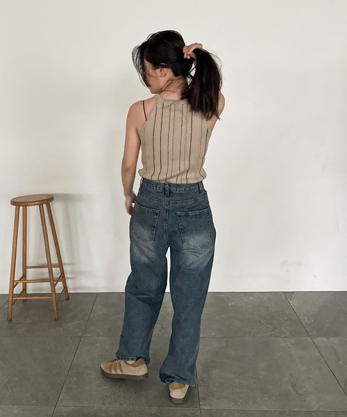 feepur(フェピュール)の「【ハンドウォッシャブル】マルチストライプアメスリニットタンク(タンクトップ・レディース・ブラック/アイボリー・MEDIUM)」の13枚目の写真