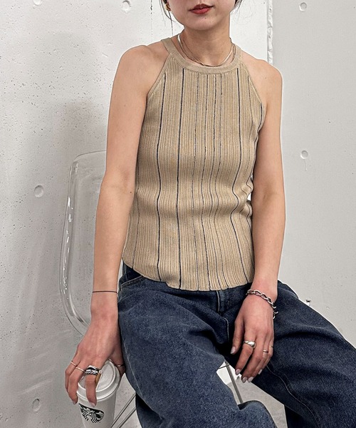 feepur(フェピュール)の「【ハンドウォッシャブル】マルチストライプアメスリニットタンク(タンクトップ・レディース・ブラック/アイボリー・MEDIUM)」の16枚目の写真