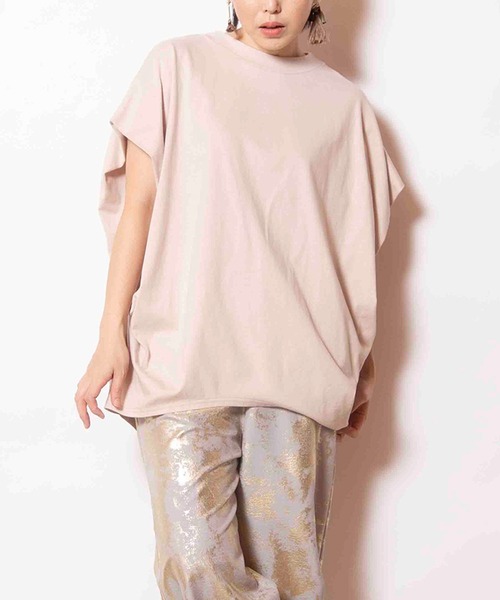 OSMOSIS(オズモーシス)の「サイドドレーププルオーバー(Tシャツ/カットソー・レディース・ライトグリーン/ライトベージュ/チャコール/パープル/ブラック・ONE SIZE)」の3枚目の写真