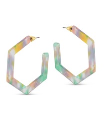 【金属アレルギー対応】深紅6角形ピアス Scarlett Hexagon Resin Large Hoop Piasu