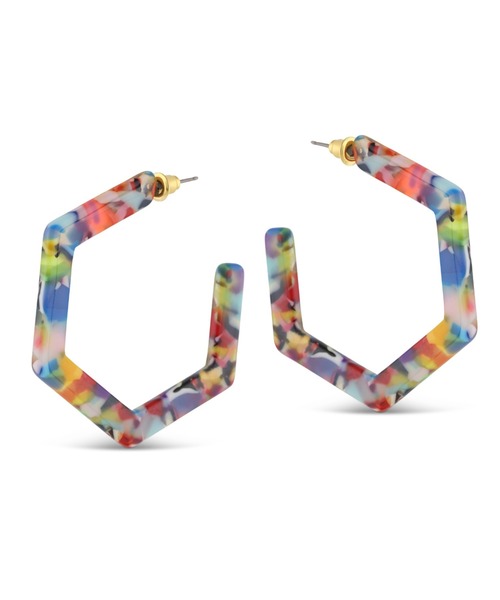 big metal london(ビッグメタルロンドン)の「【金属アレルギー対応】深紅6角形ピアス Scarlett Hexagon Resin Large Hoop Piasu(ピアス(両耳用)・レディース・パープル系その他/レッド系その他/ブルー系その他・FREE)」の7枚目の写真
