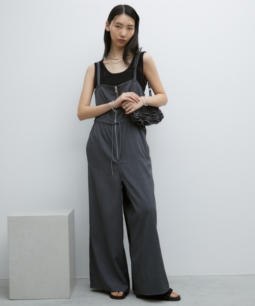 Aunt Marie's（アントマリーズ）の「フロントZIPオールインワン / 高身長向けサイズあり（つなぎ/オールインワン・レディース・グレー/ブラック・FREE/MT）」の10枚目の写真