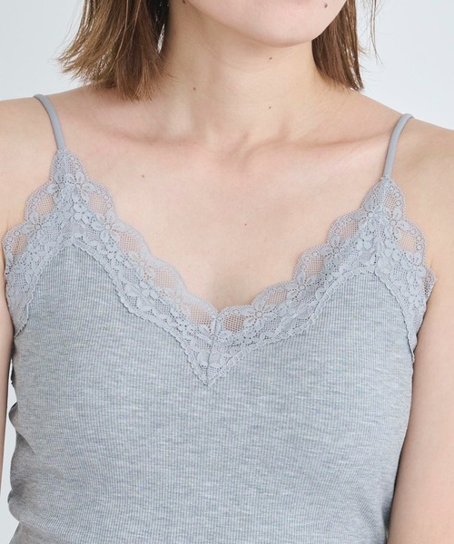 選べるレディース服3点福袋対象商品 リネン ナチュラルレース キャミソール（返品交換ギフト包装不可） レディース 女性  9号 Mサイズ 麻 カットソーブラウス バックストラップレースキャミソール | ファッション通販サイト NUGU