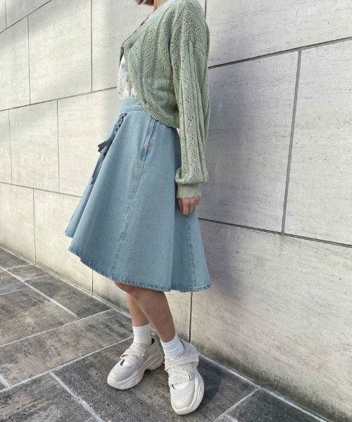 F i.n.t（フィント）の「レースアップアシメヘムデニムスカート/ fint　フィント（デニムスカート・レディース・ライトブルー/ブラック・FREE）」の8枚目の写真