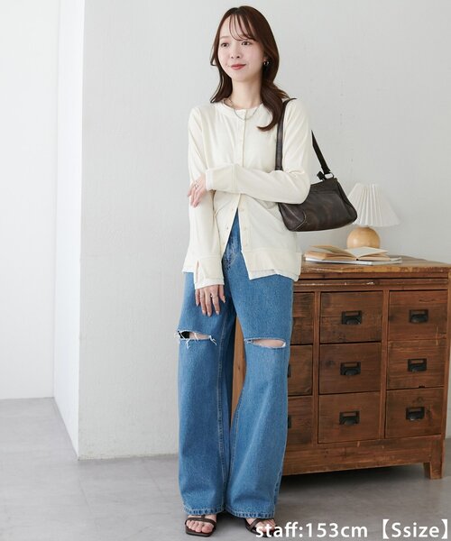 DISCOAT(ディスコート)の「ライトデニムクラッシュワイドパンツ(デニムパンツ・レディース・ブルー・SMALL/MEDIUM/LARGE)」の11枚目の写真