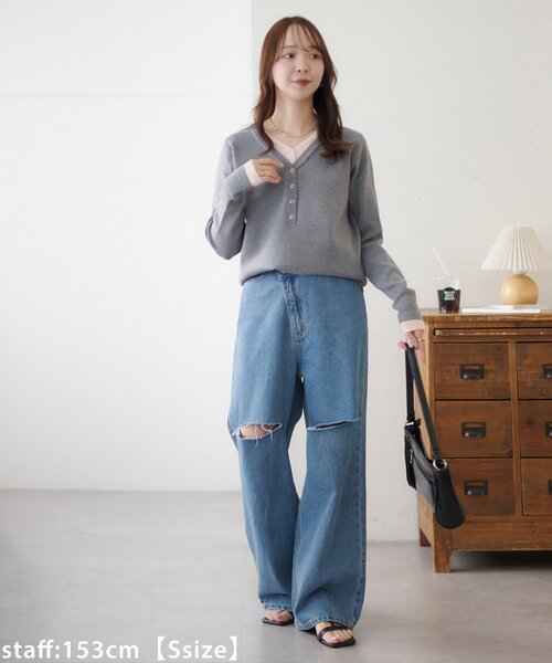 DISCOAT(ディスコート)の「ライトデニムクラッシュワイドパンツ(デニムパンツ・レディース・ブルー・SMALL/MEDIUM/LARGE)」の22枚目の写真