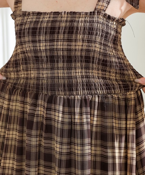 出品7/11迄】morphose タータンチェックシャーリングJSK 出品7/11迄