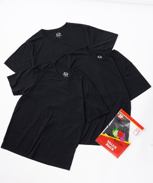 FRUIT OF THE LOOM(フルーツオブザルーム)の「【FRUIT OF THE LOOM】3P 天竺Tシャツ 14665800(Tシャツ/カットソー・メンズ・ホワイト/ブラック・M/L/XL)」の2枚目の写真