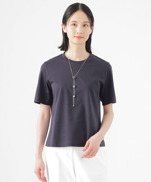 TRANS WORK(トランスワーク)の「【ウォッシャブル】コンパクトコットンポンチクルーネックカットソー(Tシャツ/カットソー・レディース・ピンク系その他2/ネイビー/ホワイト・40/38)」の1枚目の写真