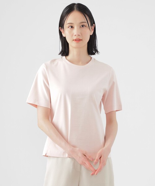 TRANS WORK(トランスワーク)の「【ウォッシャブル】コンパクトコットンポンチクルーネックカットソー(Tシャツ/カットソー・レディース・ピンク系その他2/ネイビー/ホワイト・40/38)」の3枚目の写真