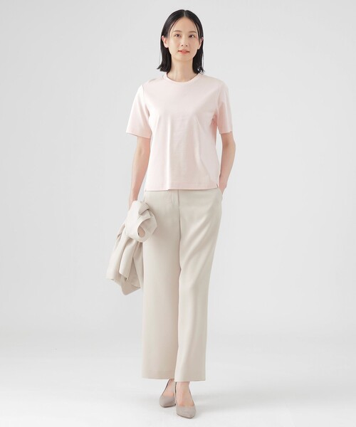 TRANS WORK(トランスワーク)の「【ウォッシャブル】コンパクトコットンポンチクルーネックカットソー(Tシャツ/カットソー・レディース・ピンク系その他2/ネイビー/ホワイト・40/38)」の5枚目の写真