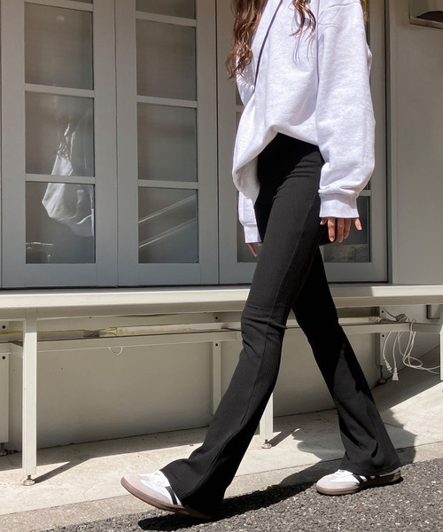 meJane（ミージェーン）の「リブフレア レギンスパンツ（その他パンツ・レディース・グレー/ブラック・M/L）」の7枚目の写真