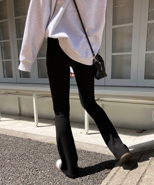 meJane（ミージェーン）の「リブフレア レギンスパンツ（その他パンツ・レディース・グレー/ブラック・M/L）」の12枚目の写真