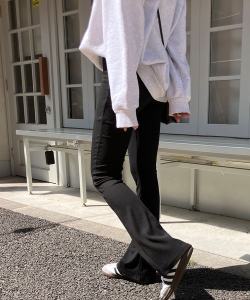 meJane（ミージェーン）の「リブフレア レギンスパンツ（その他パンツ・レディース・グレー/ブラック・M/L）」の13枚目の写真